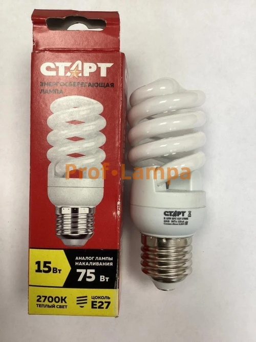 Лампа СТАРТ 15WFSP 2700K10Y E27 cпираль