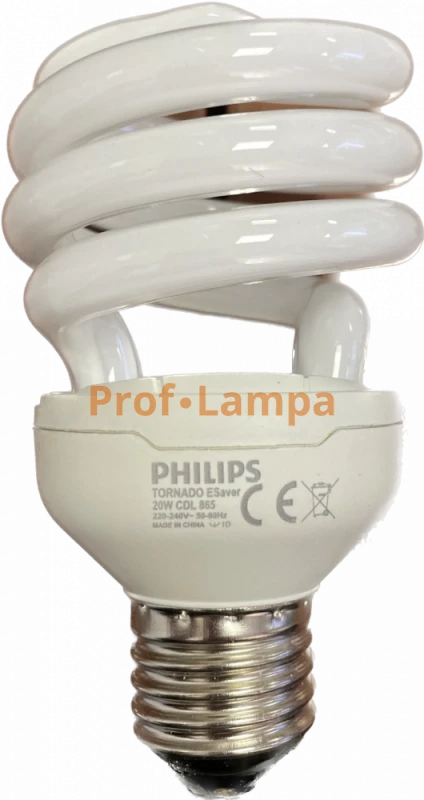 Лампа энергосберегающая PHILIPS TORNADO ES 20W/865 230V E27 6500K спираль