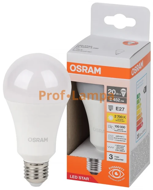 Лампа OSRAM LED STAR CLASSIC A 250 FR 20W/827 E27 A70 2700K