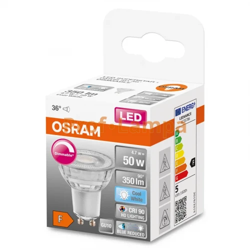 Лампа OSRAM LED DIM SUPERSTAR PLUS REFLECTOR PAR16 50 36° 4.7W/940 230V GU10 4000K