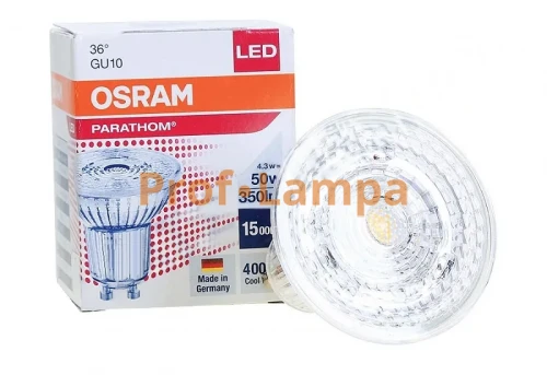 Лампа OSRAM LED PARATHOM PAR16 50 36° CL 4.3W/840 230V GU10 4000K