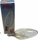 Лампа накаливания PILA B35 60W E14 Cl свеча прозрачная