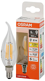 Лампа OSRAM LED RETROFIT CLASSIC BA 60 FIL CL 5W/827 E14 BA35 2700K