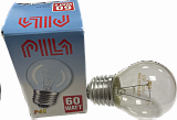 Лампа накаливания PILA Р45 60W E27 CL шар прозрачный